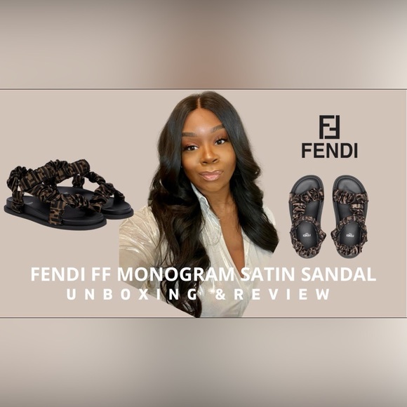 Fendi Black and Brown Logo Sandals - Picture 8 of 11